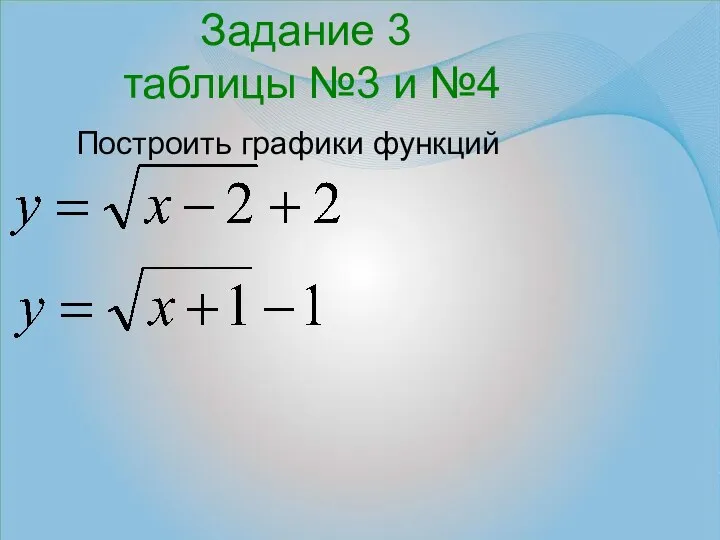 Задание 3 таблицы №3 и №4 Построить графики функций