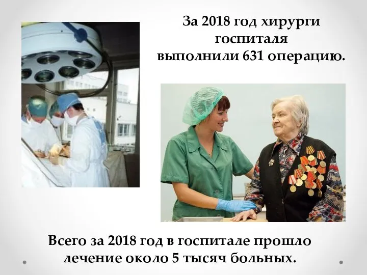 За 2018 год хирурги госпиталя выполнили 631 операцию. Всего за 2018