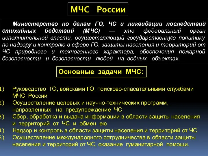 Министерство по делам ГО, ЧС и ликвидации последствий стихийных бедствий (МЧС)