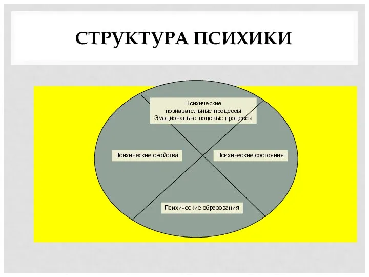 СТРУКТУРА ПСИХИКИ Психические познавательные процессы Эмоционально-волевые процессы Психические свойства Психические состояния Психические образования