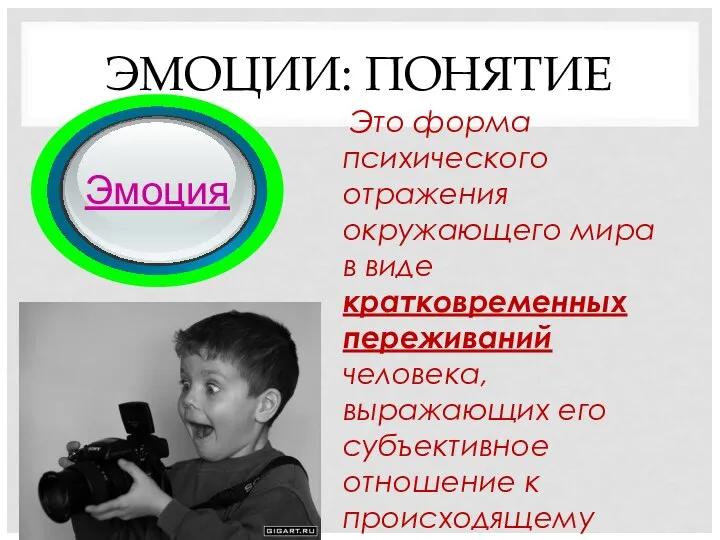 ЭМОЦИИ: ПОНЯТИЕ Это форма психического отражения окружающего мира в виде кратковременных