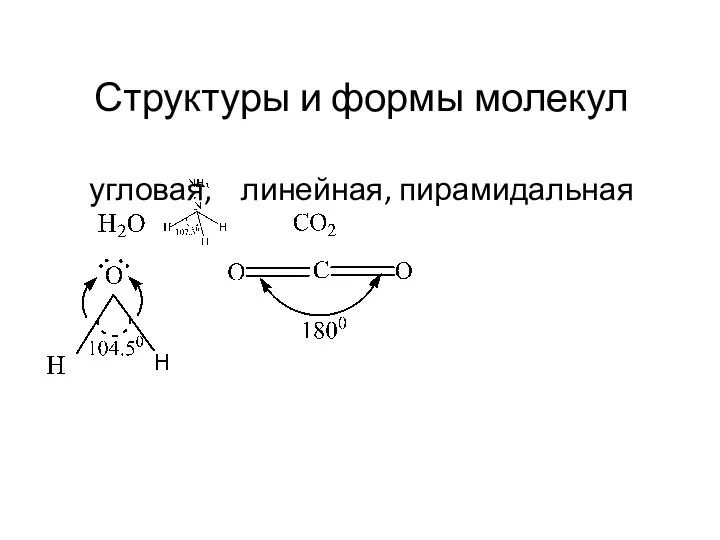 Структуры и формы молекул угловая, линейная, пирамидальная