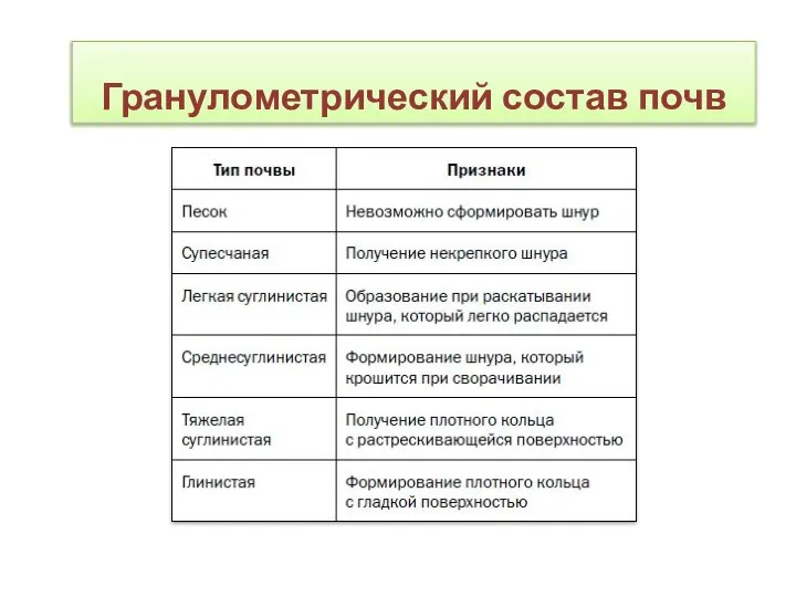 Гранулометрический состав почв