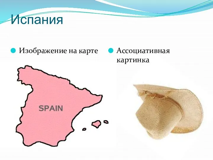 Испания Изображение на карте Ассоциативная картинка