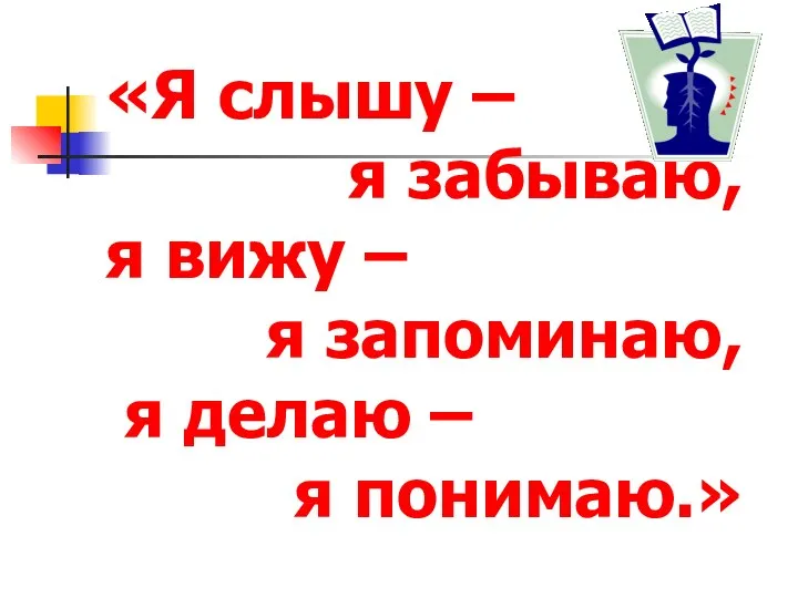 «Я слышу – я забываю, я вижу – я запоминаю, я делаю – я понимаю.»