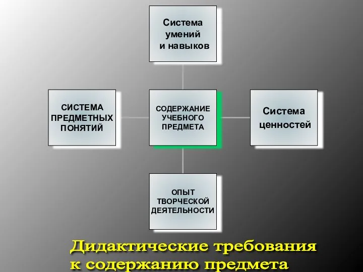 Дидактические требования к содержанию предмета