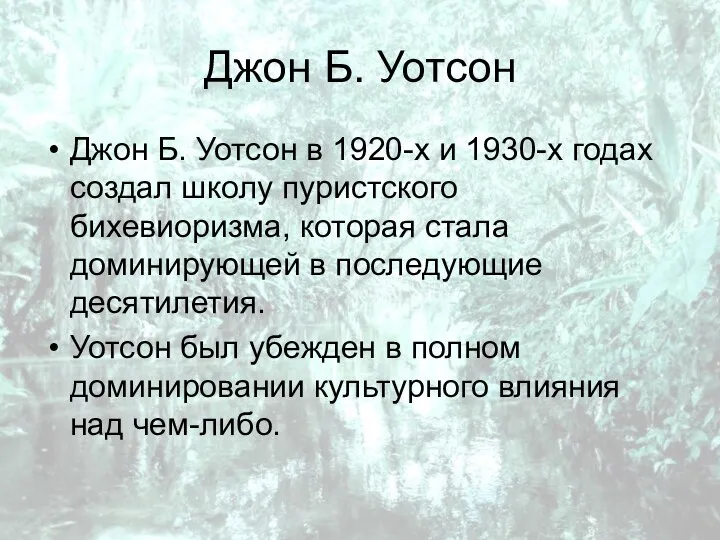 Джон Б. Уотсон Джон Б. Уотсон в 1920-х и 1930-х годах