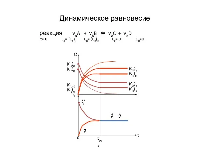 Динамическое равновесие реакция νаA + νbB ⇔ νсC + νdD t=