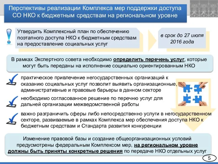 Перспективы реализации Комплекса мер поддержки доступа СО НКО к бюджетным средствам