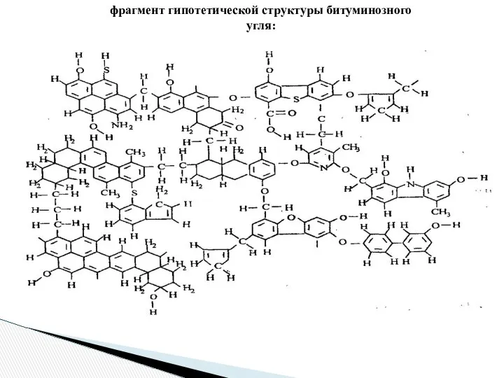 фрагмент гипотетической структуры битуминозного угля: