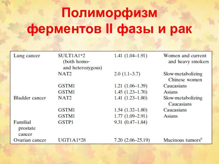 Полиморфизм ферментов II фазы и рак