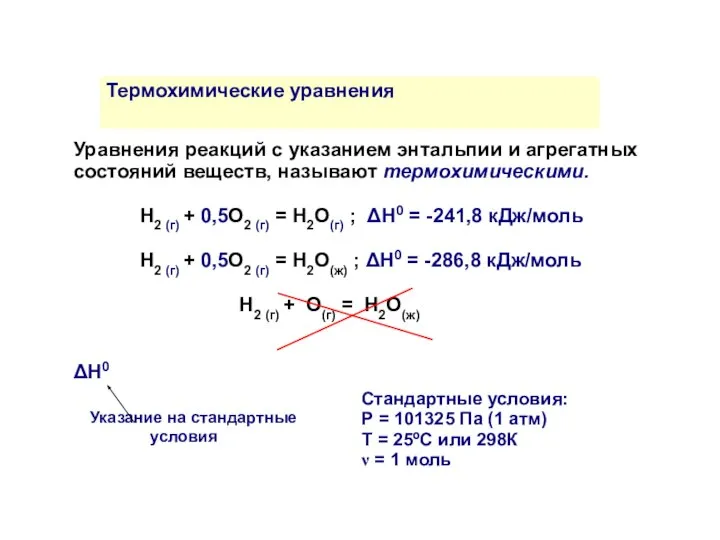 Уравнения реакций с указанием энтальпии и агрегатных состояний веществ, называют термохимическими.