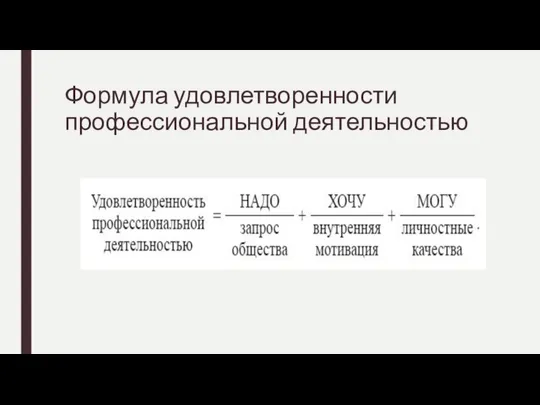 Формула удовлетворенности профессиональной деятельностью