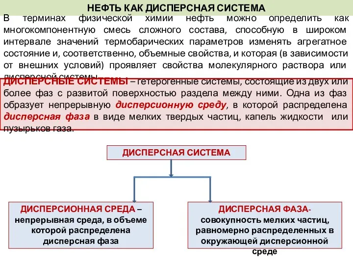 НЕФТЬ КАК ДИСПЕРСНАЯ СИСТЕМА В терминах физической химии нефть можно определить