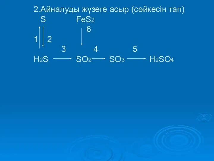 2.Айналуды жүзеге асыр (сәйкесін тап) S FeS2 6 1 2 3