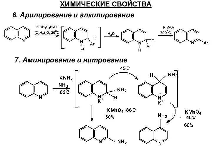 ХИМИЧЕСКИЕ СВОЙСТВА 6. Арилирование и алкилирование 7. Аминирование и нитрование