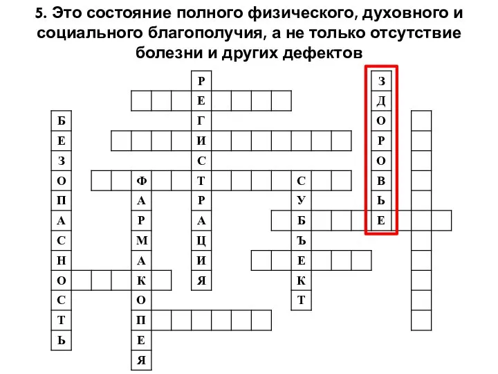 5. Это состояние полного физического, духовного и социального благополучия, а не