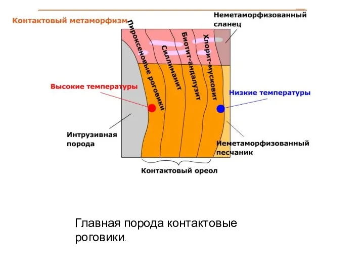 Главная порода контактовые роговики.