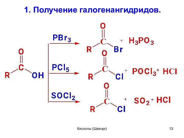 1. Получение галогенангидридов. Кислоты (Шевчук)