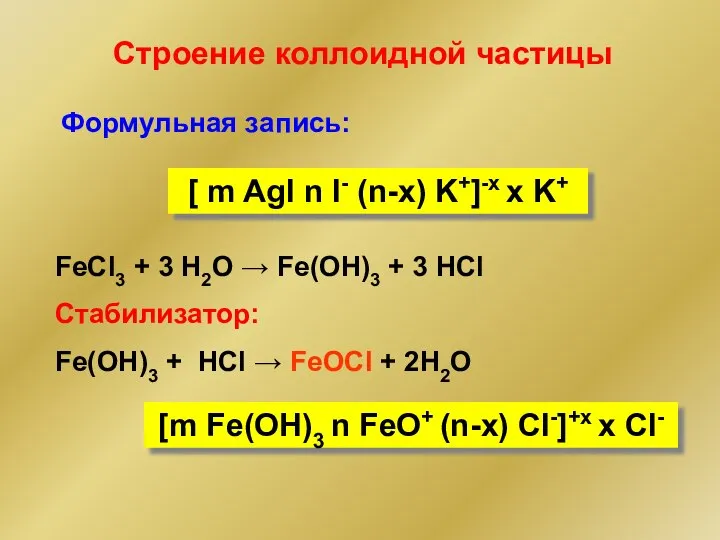 [ m AgI n I- (n-x) K+]-x x K+ FeCl3 +