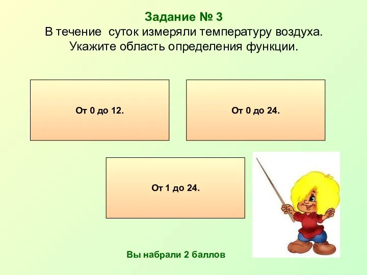 Задание № 3 В течение суток измеряли температуру воздуха. Укажите область