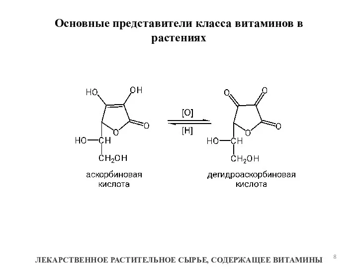 Основные представители класса витаминов в растениях ЛЕКАРСТВЕННОЕ РАСТИТЕЛЬНОЕ СЫРЬЕ, СОДЕРЖАЩЕЕ ВИТАМИНЫ