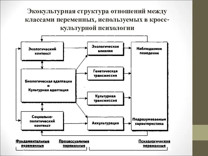 Экокультурная структура отношений между классами переменных, используемых в кросс-культурной психологии