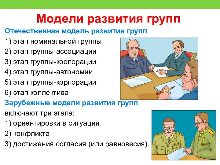 Модели развития групп Отечественная модель развития групп 1) этап номинальной группы