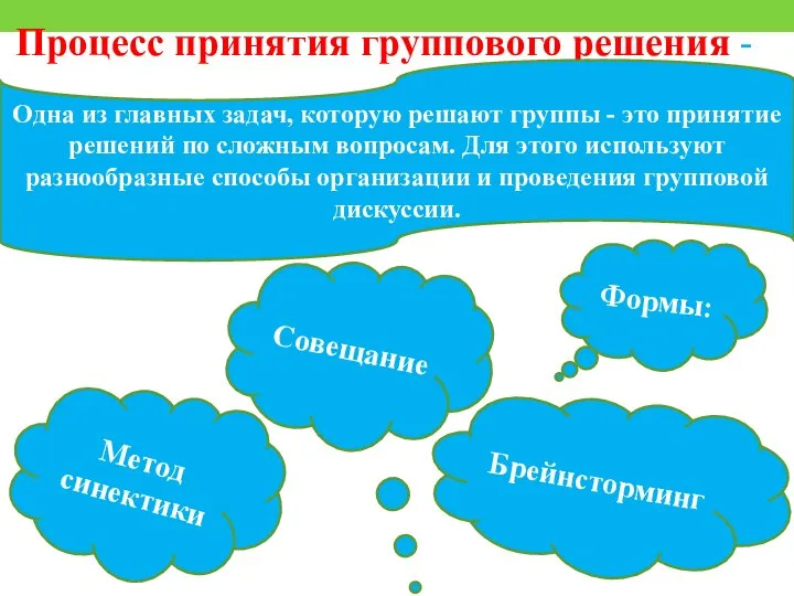 Процесс принятия группового решения - Одна из главных задач, которую решают