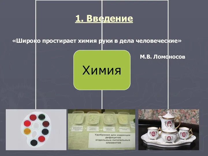 1. Введение «Широко простирает химия руки в дела человеческие» М.В. Ломоносов