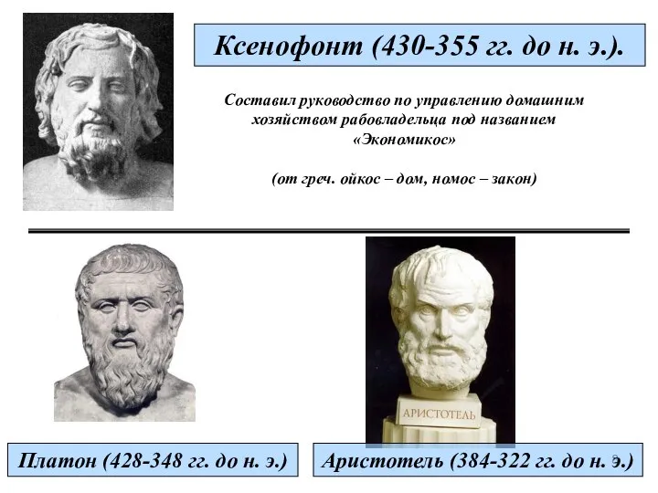 Ксенофонт (430-355 гг. до н. э.). Составил руководство по управлению домашним