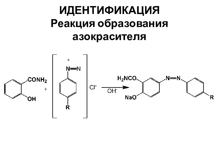 ИДЕНТИФИКАЦИЯ Реакция образования азокрасителя