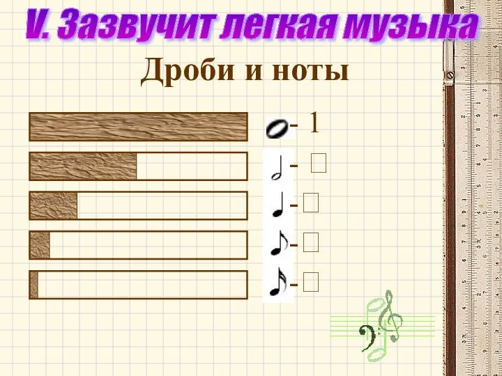 V. Зазвучит легкая музыка Дроби и ноты