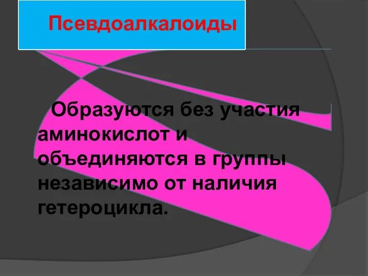 Образуются без участия аминокислот и объединяются в группы независимо от наличия гетероцикла.