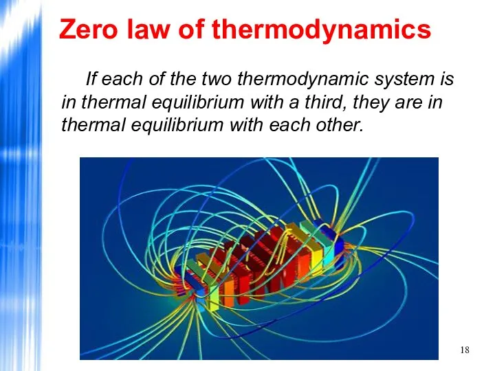 Zero law of thermodynamics If each of the two thermodynamic system