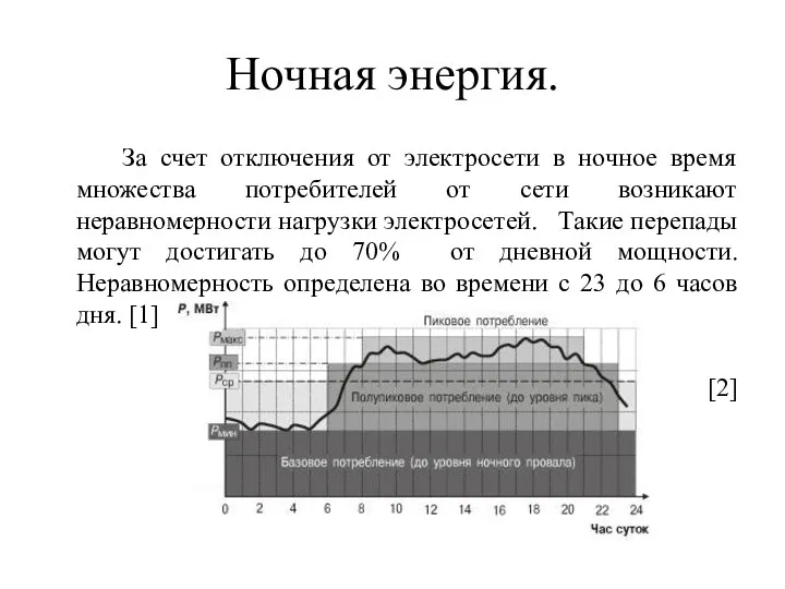 Ночная энергия. За счет отключения от электросети в ночное время множества