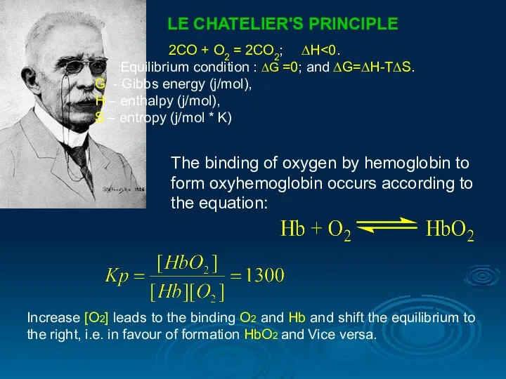 LE CHATELIER'S PRINCIPLE 2СО + О2 = 2СО2; ∆Н Equilibrium condition