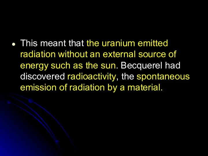 This meant that the uranium emitted radiation without an external source