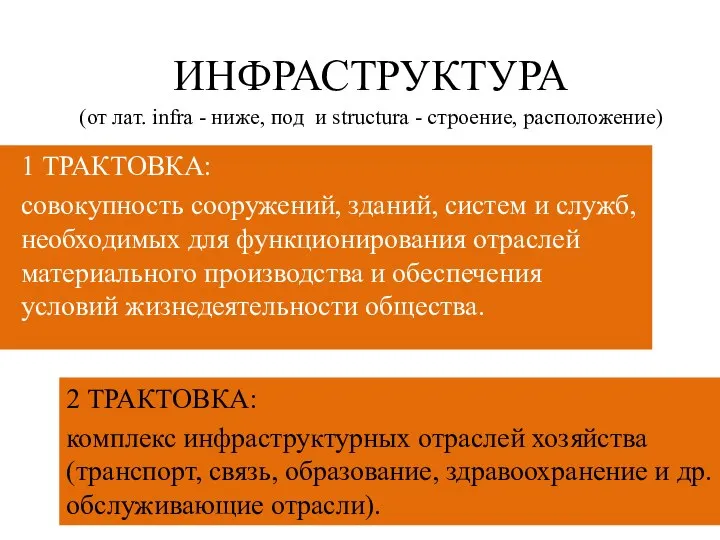 ИНФРАСТРУКТУРА (от лат. infra - ниже, под и structura - строение,