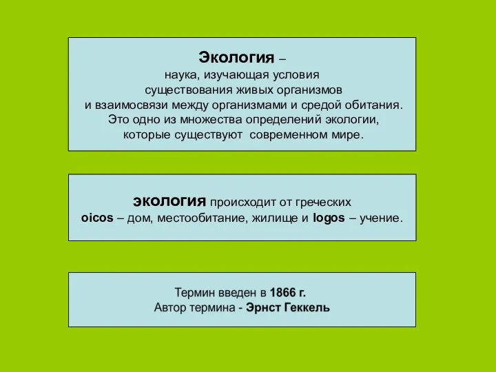 Экология – наука, изучающая условия существования живых организмов и взаимосвязи между