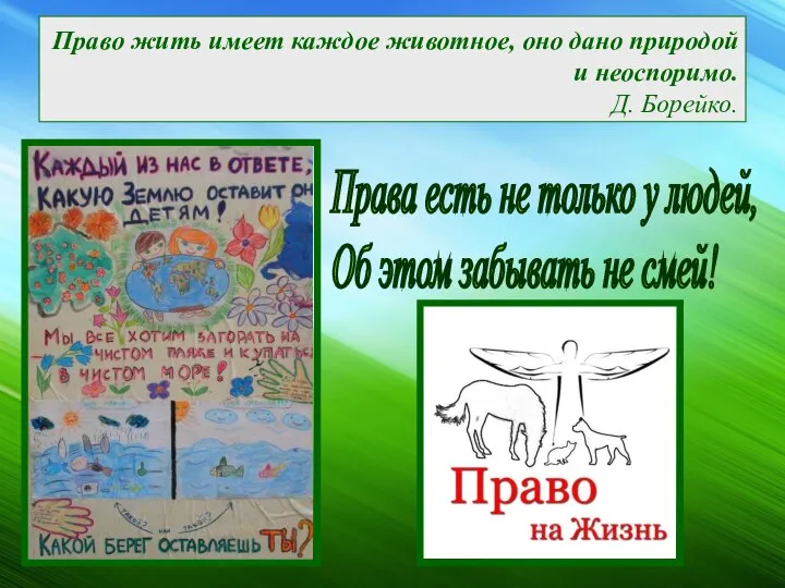 Право жить имеет каждое животное, оно дано природой и неоспоримо. Д.