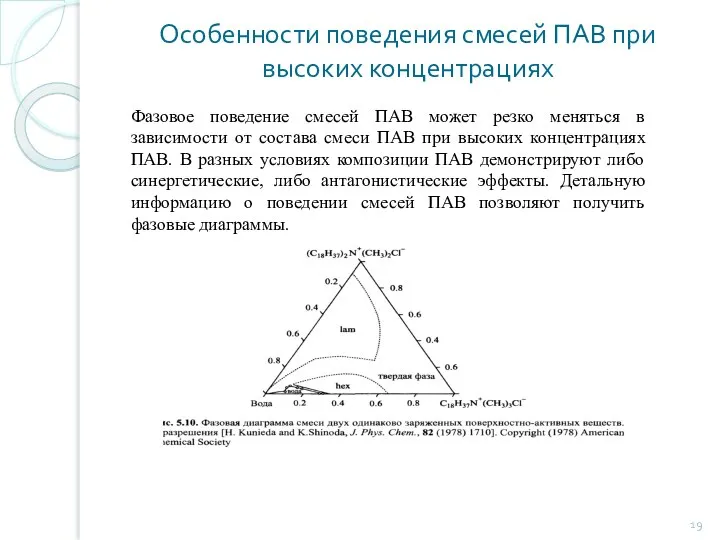 Особенности поведения смесей ПАВ при высоких концентрациях Фазовое поведение смесей ПАВ