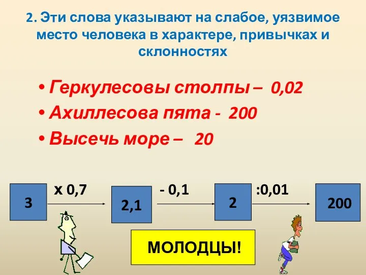 2. Эти слова указывают на слабое, уязвимое место человека в характере,