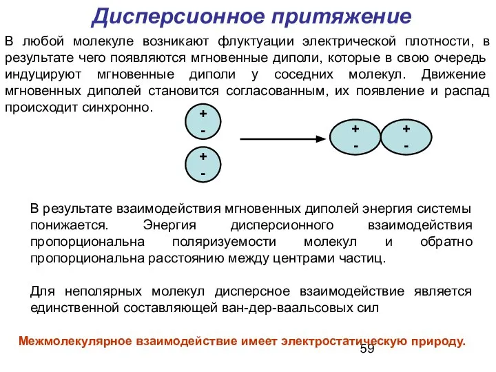 В любой молекуле возникают флуктуации электрической плотности, в результате чего появляются