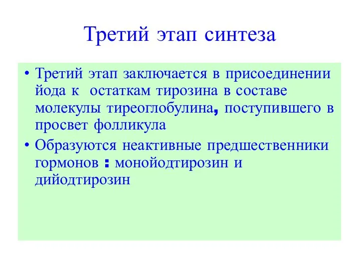 Третий этап синтеза Третий этап заключается в присоединении йода к остаткам