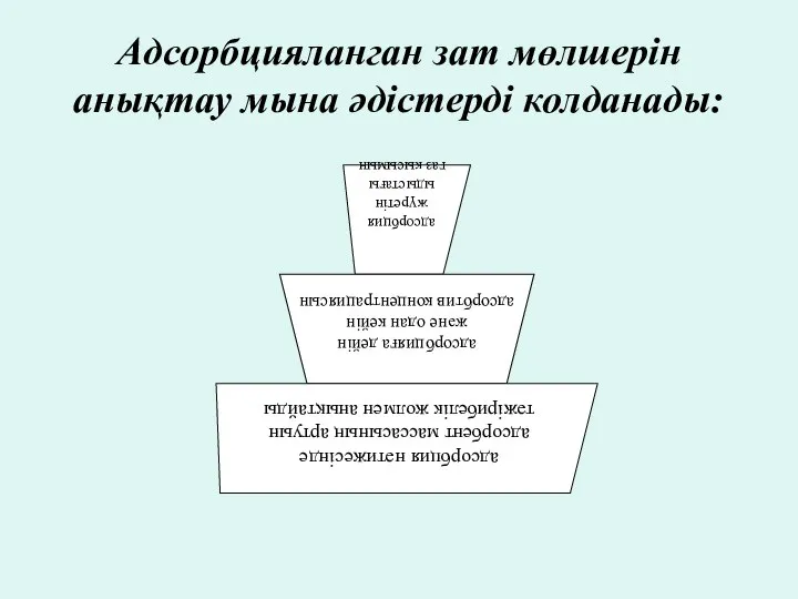 Адсорбцияланган зат мөлшерін анықтау мына әдістерді колданады: