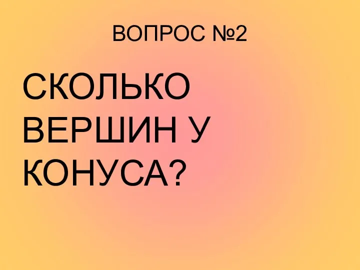 ВОПРОС №2 СКОЛЬКО ВЕРШИН У КОНУСА?