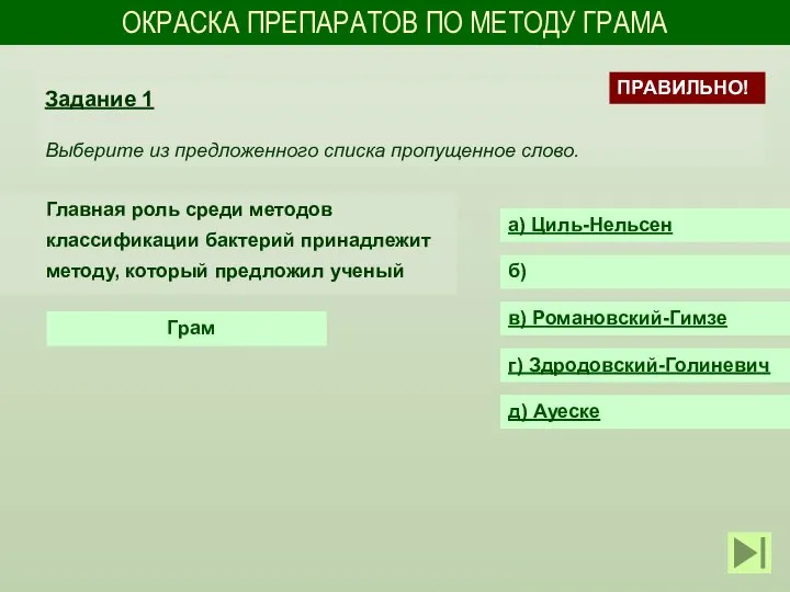 ОКРАСКА ПРЕПАРАТОВ ПО МЕТОДУ ГРАМА Главная роль среди методов классификации бактерий