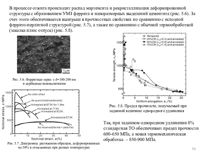 Рис. 5.6. Ферритные зерна с d=100-200 нм и карбидные нановключения В