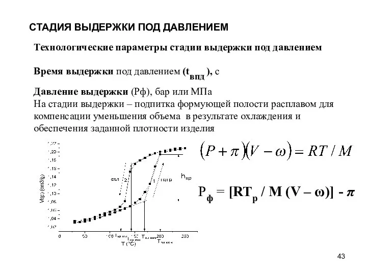 Технологические параметры стадии выдержки под давлением Время выдержки под давлением (tвпд